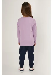 U.S. Polo Assn. يو اس بولو اسنطقم مكون من قطعتين بأكمام طويلة للفتيات ليلك