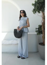 Havoş Gray Layer Blouse Pants Set