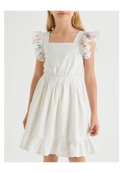 Koton Cotton Dress - Ruffle Detail and Embroidered Sleeves