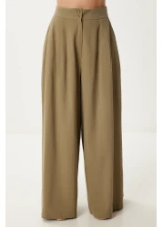 Happiness İstanbul Women's Khaki Linen Vest Pants Suit No00020