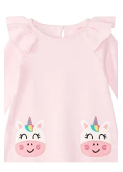 Denokids فستان بناتي وردي - كاوبكورن