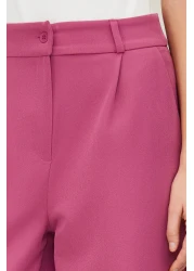  Collection Fuchsia High Waist Wide Leg/Wide Leg Pleated Woven Trousers TWOAW21PL0076