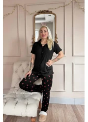 Pijamaevi طقم بيجامة مارلينكا بأزرار أمامية منقوشة باللون الأسود من نوير فرايز