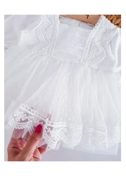 Jammybaby Newborn Tulle Lace Baby Girl Mevlüt Dress and Bandana Set - 100% Cotton Combed
