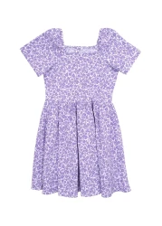 Kyron فستان بناتي من القماش المنسوج من القطن بنسبة 100% مزين بالزهور / تصميم عصري وأنيق