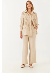 Bianco Lucci Women's Süzene Embroidered Top and Bottom Set 60551003