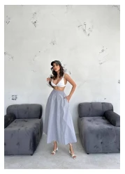 İLKCET MODA تنورة نسائية فضفاضة من قماش المظلة