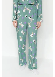  Collection Multicolor Rabbit Print Viscose Woven Pajamas Set Thmaw21Pt0048