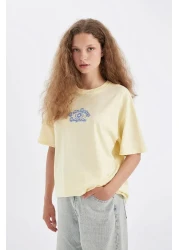 Defacto Oversize Wide Fit Crew Neck Back Printed Short Sleeve T-Shirt D4929Ax24Au