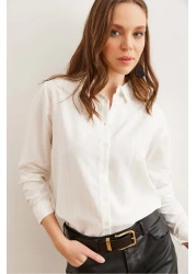 Olalook قميص نسائي أبيض لامع منسوج GML-19001152