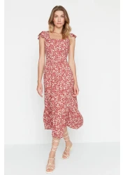  Collection Tile Floral Print Square Neck A-line Viscose Midi Woven Dress TWOSS20EL3331