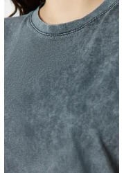  Collection Anthracite*001 Faded Effect 100% Cotton Wadding Appearance Basic Crew Neck Knitted T-Shirt TWOSS20TS0021