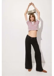 H&M بنطلون واسع من مزيج الكتان