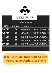 BEES JEANS بنطلون نسائي ذو فتحة أمامية باللون الأزرق الثلجي ذو أرجل إسبانية وخصر عالي