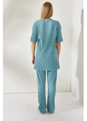 Olalook Women's Mint Green Short Sleeve Lower Top Lycra Suit TKM-19000191