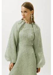 Manuka فستان سهرة من قماش الجاكار الأورجانزا بالنعناع