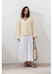 Manuka بلوزة كتان بزر واحد أصفر