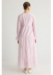  Modest Light Pink Lined Floral Woven Terrycotton Dress Tctss21El3441