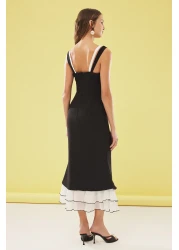  Collection Black-White Bowknot Woven Evening Dress with Hemline Detail, Wedding/Wedding Chic Tprss25El00022