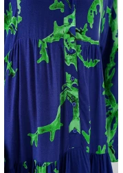 Bigdart 2423 Authentic Patterned Hijab Dress - Purple-Green