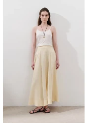 Manuka تنورة من الكتان واسعة القطع باللون الأصفر