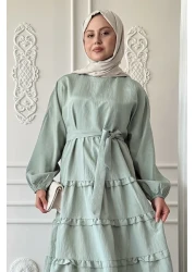 InStyle Skirt Layer Ruffle Detail Modal Mint Green Dress