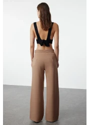  Collection بنطال مطوي بأرجل واسعة بلون المنك - TWOSS21PL0189