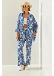 Bianco Lucci Patterned Palazzo Women's Trousers Set -60251443