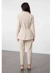  Modest Stone Arched Crepe Lined Jacket Pants Woven Bottom Top Set TCTSS24US00010