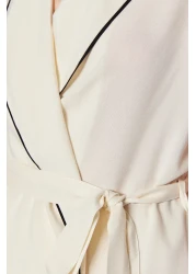  Collection Beige Belted Pregnant Pajama Set with Separate Viscose Shorts