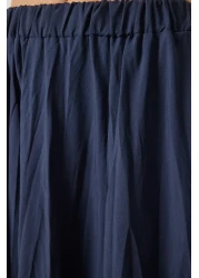 Happiness İstanbul تنورة نسائية صيفية منسوجة بتأثير التجاعيد باللون الأزرق الداكن DD01347