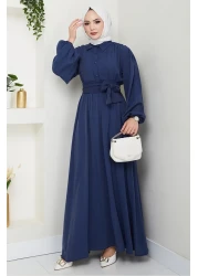 Bestenur فستان بحزام من Alser 1468 - أزرق داكن