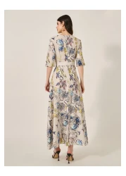 Styli Floral Print Wrap Look A-Line Maxi Dress