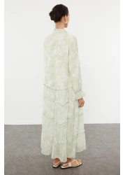  Modest فستان من الشيفون المنسوج باللون الكاكي بطباعة الزهور TCTSS24EB00281