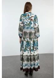  Modest Brown Floral Viscose Woven Dress Tctss24Eb00221
