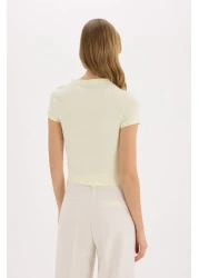 Defacto Soft Touch Slim Fit Boat Neck Short Sleeve T-Shirt E7016Ax25Sp