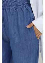 sefamerve بنطال جينز بخصر مطاطي 5827-02 أزرق