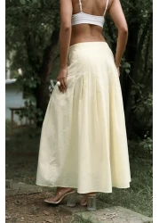 BOHEMAİ تنورة طويلة صفراء بتفاصيل طيات الدفيئة