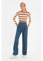  Collection بنطال منسوج عالي الخصر بأرجل واسعة - بنزين TWOAW22PL0066