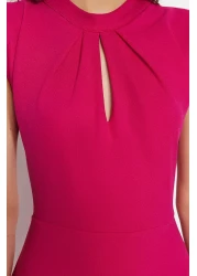  Collection Fuchsia Neckline Crepe Mini Skater Dress - Low Back Knitted, Twoss23El02015