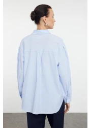  Collection Blue Striped Oversize / Wide Fit Woven Shirt TWOSS23GO00144