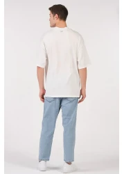 to COSMOS Unisex (men's - women's) Oversize (Bol-salaş) T-shirt Color Ecru (White) Never Give Up