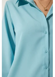 Happiness İstanbul Women's Turquoise Soft Textured Basic Shirt DD01297
