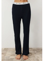  Collection طقم بيجامة مضلع - أزرق داكن، تي شيرت وبنطلون مطبوع عليه شعار THMSS21PT1016