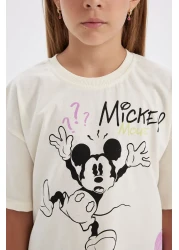 Defacto Disney Mickey & Minnie Girls Oversize T-Shirt - Crew Neck, Short Sleeve C7354A824Au