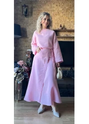 Cardella بلوزة وتنورة نسائية من قماش الموسلين بتصميم مزدوج بدلة صيفية محتشمة