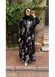 PREMİER VİE فستان فيسكوز أسود منقوش للمحجبات للموسم الجديد