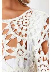  Collection Ecru Crop Knitwear Look Beach Blouse Tbess20Bz0572