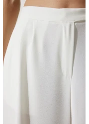 Happiness İstanbul Women's Off-White Loose Palazzo Trousers RV00191