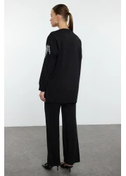  Modest Knitwear Bottom-top Set - Black Sequin Embroidered TCTAW25US00090